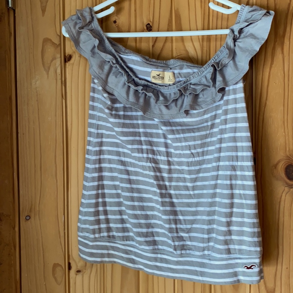 Hollister gray off-shoulder top